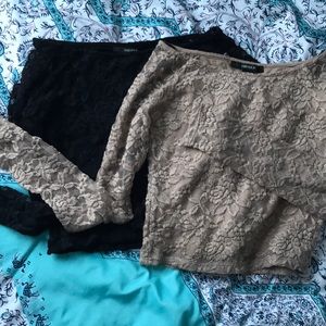 ‼️CLOSET CLOSING‼️2 Lace Long Sleeve Crop Tops